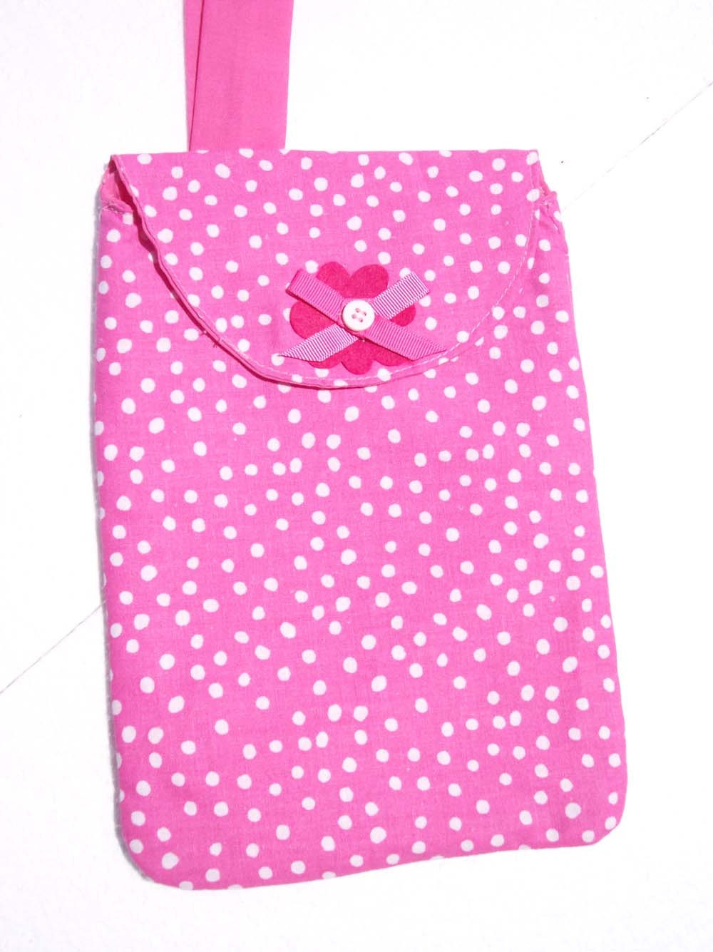 Diaper and Wipes Clutch Diaper Wallet Small Diaper Bag - Pink with White Polka Dots - READY MADE