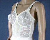 SALE 50s White Sky Bali Long Line Bullet Bra, 34 C - Vintage Lingerie