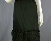 SALE 60s Black Lacy Half Slip With Flounce - Vintage Lingerie