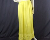 SALE 70s Hand Dyed Yellow Sears Formal Length Maxi Half Slip, Medium - Vintage Lingerie