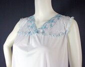 SALE 60s Baby Blue Katz Waltz Gown With Embroidery - Vintage Lingerie