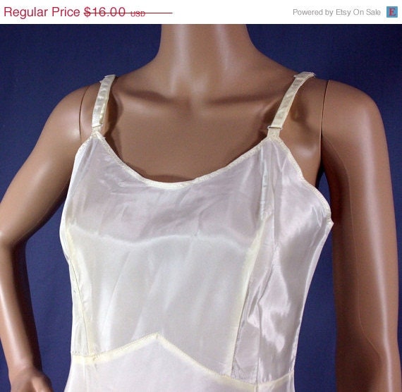 SALE 50s Snip It White Full Slip Dress, New Old Stock, 32 - Vintage Lingerie