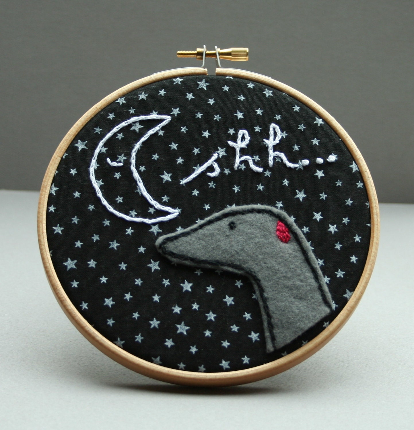 Embroidery Wall Art - Greyhound at Night