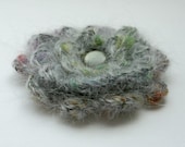 Flower Corsage/Brooch - grey shaded mohair