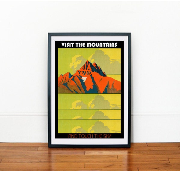 Mountains Vintage Style Giclée Art Print A3