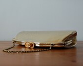 vintage metallic GOLD Iris handbag. clutch.