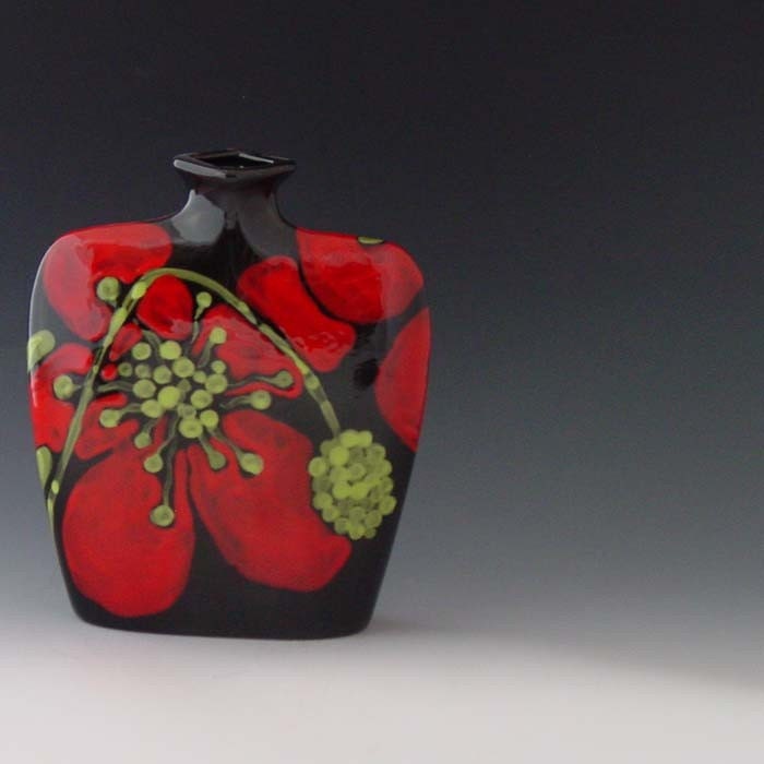 Flower Vase - Red Poppy Envelope Vase - Bold Vibrant Graphic Floral Ceramic Pottery Modern Home Decor Valentine Gift RP-368