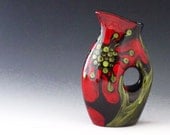 Ceramic Vase - Red Poppy Funky Vase - Colorful Modern Ceramic Pottery Home Decoration August Birthday Gifts  RP-367