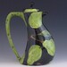 Tea Set - Pear Funky Tea Pot, Cream & Sugar - Colorful Handpainted Green Pear Pottery for Serving Modern Home Decor Gift P-369, P-374