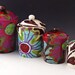 Canister Set of Four - Urban Fusion - Colorful Pottery Unique Kitchen Home Decor Organization Storage Solutions Baker Chef Gift  UF-320