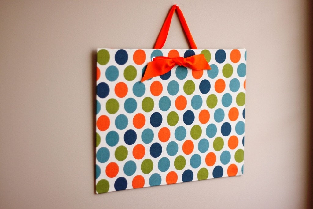 Large (13x18) Fabric Covered Magnet Board - Riley Blake All Star Fabric - ON SALE - READY TO SHIP