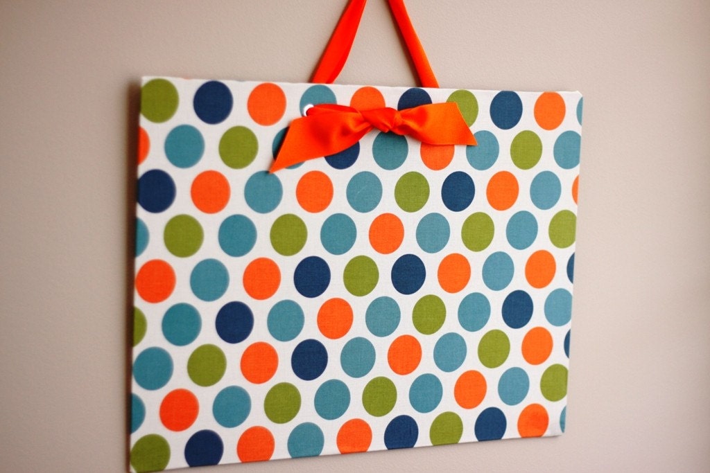 Large (13x18) Fabric Covered Magnet Board - Riley Blake All Star Fabric - ON SALE - READY TO SHIP