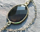 Smoky Quartz Necklace w Gold Vermeil and 14k Gold Fill by Maggie McMane Designs
