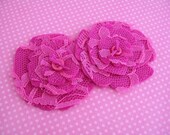 Fuchsia - Felt and Lace Flowers
