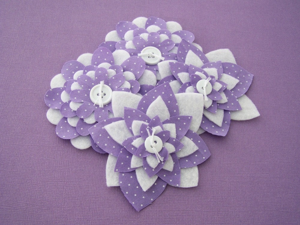 Lavender Pindot - Fabric and Felt Flower Embellishments