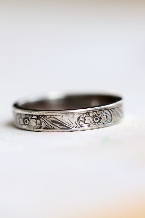Recycled Sterling Silver Briar Rose Wedding Band Ring
