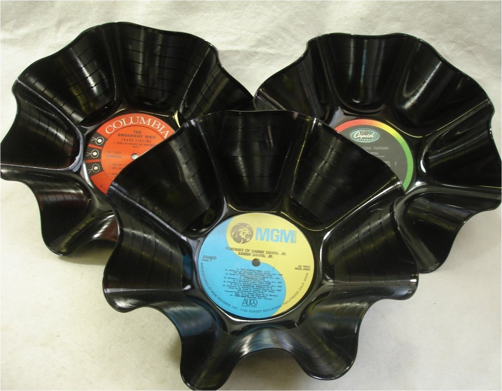 RAT PACK 3 Pack - Frank Dean Sammy - Recycled Record Chip Bowl Geekery