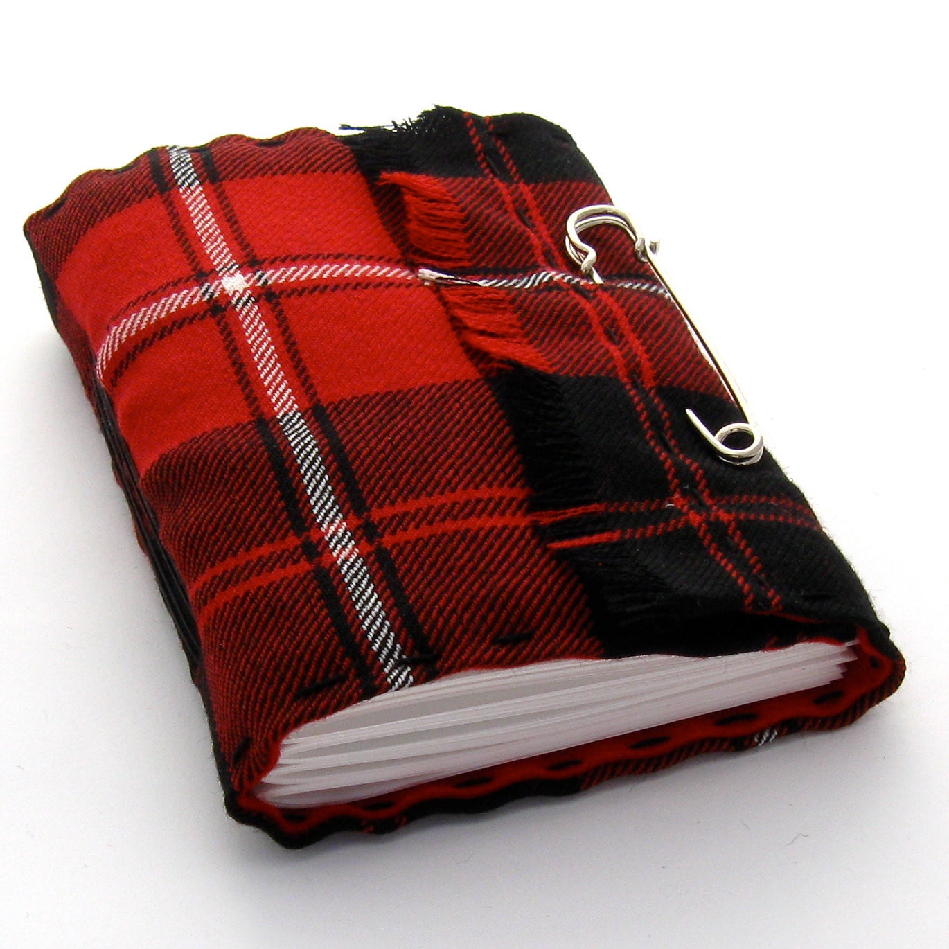 Scottish Tartan Kilt Journal and Sketchbook in Red, Black, and White Plaid