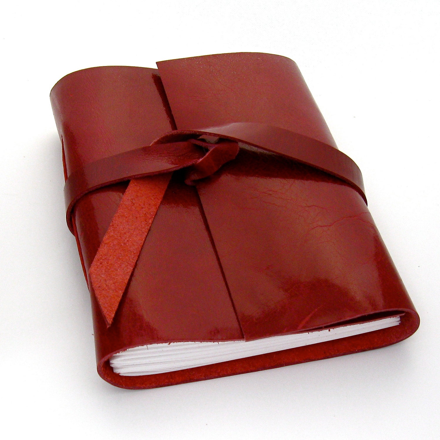 Red Leather Journal and Sketchbook In Sweet Summer Cherry Red
