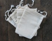 25 3.25x5 Double Drawstring Cotton Muslin Bags