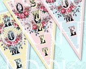 Bunting - Home Sweet Home  - Collage Sheet - Digital Download  - Altered Art -  U Print - Scrapbooking - Banner Flag Pennant 9BUNTING
