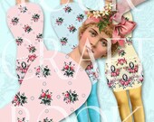 Paper Doll Bookmark - Digitial Download  - Altered Art -  Collage Sheet - U Print Format - Vintage Paperdoll 2BOOK