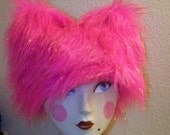 Hot Pink Cat Ears Animal Hat Hood Fur Hat