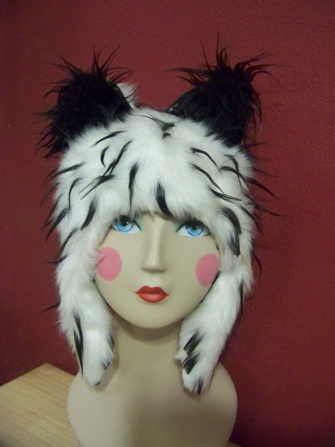 Furry Kitty Cat Ears Hat Aviator Fur Cap Anime Cosplay Halloween Costume
