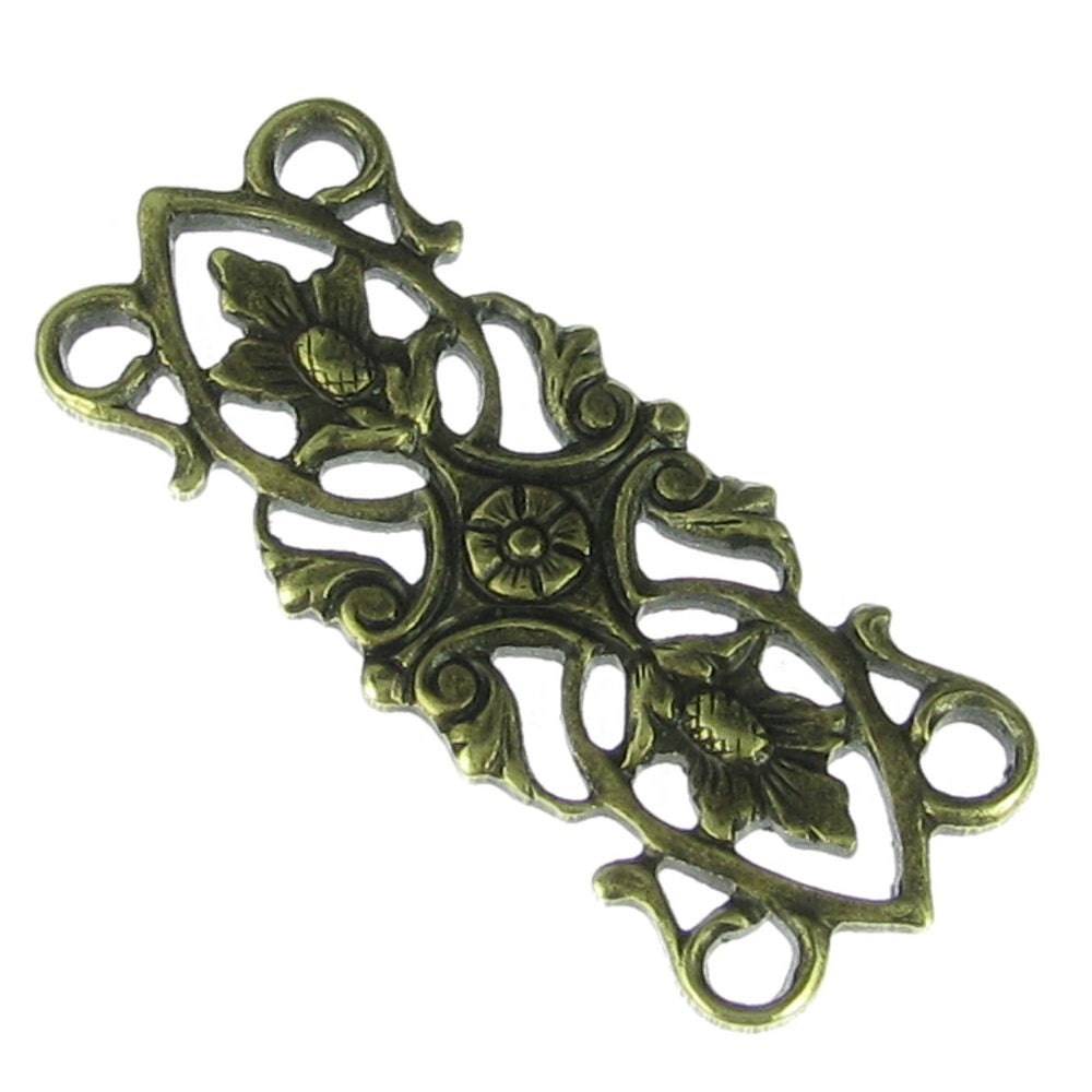 6 Brass Ox Brass Round Filigree Jewelry Findings 1007