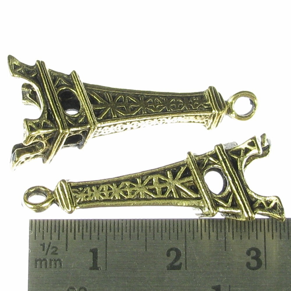 Paris Eiffel Tower Charms Jewelry Finding Antique Gold 6 pieces 1035