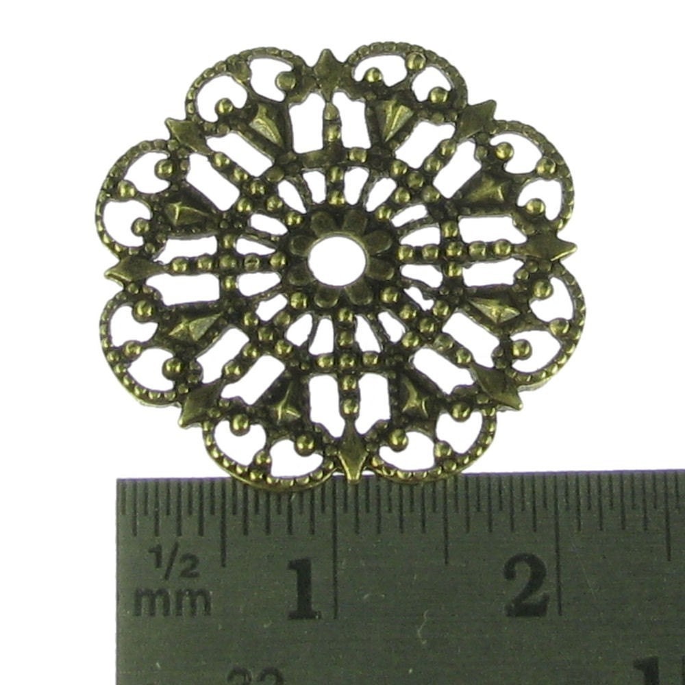6 Brass Ox Round Filigree Jewelry Findings 328