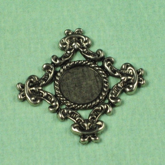 6 Antique Silver Round Stone Setting Jewelry Finding 661