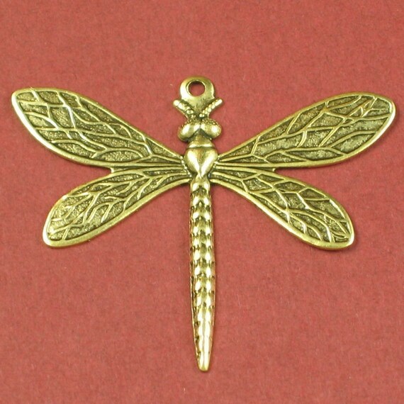 6 Antique Gold Dragonfly Charm Jewelry Findings 425