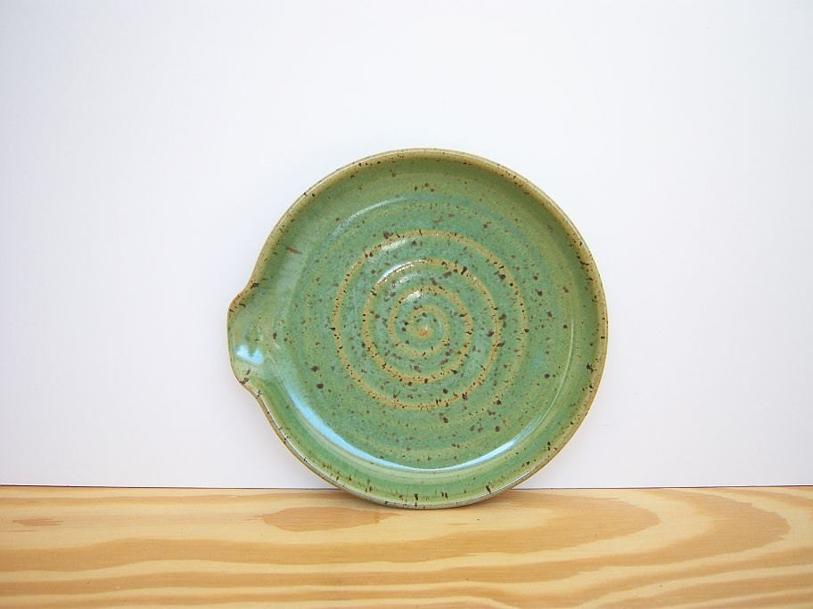 Stoneware Spoon Rest in Spring Green Glaze
