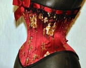 Red Silk corset- Erotic Lingerie- Victorian Clothing, Valentines