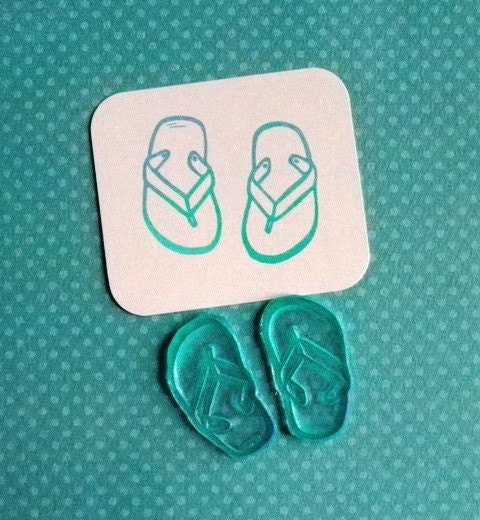 flip flops clear polymer rubber stamp set