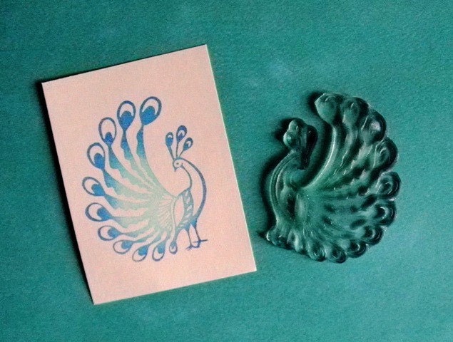 fancy peacock clear polymer rubber stamp