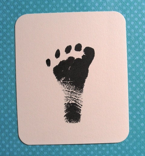 CUSTOM baby footprint or handprint clear polymer rubber stamp