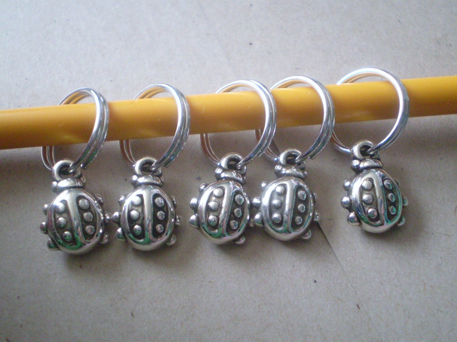 Jumbo Ring Stitch Markers size US 13- 9.00mm needles light weight Lady Bugs handmade knitting supplies