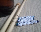 Peacock Blue Knit, Purl, Drink Stitch Markers - handmade stitchmarkers available in lots of colors and sizes
