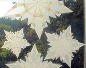 4 White 5-Pointed Waldorf Inspired Window Stars (Set of 4 Stars)