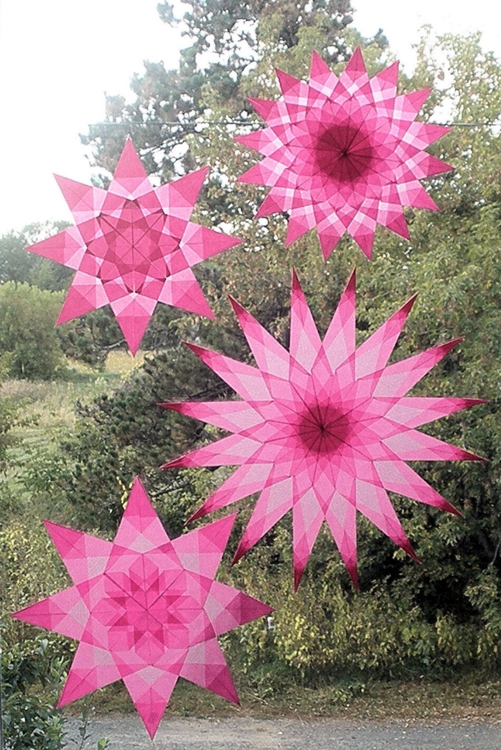 Set of 4 Pink Window Star Suncatchers