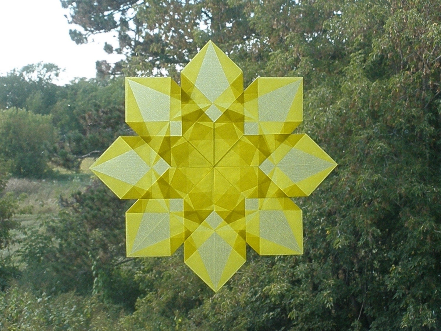 Waldorf Window Star with 8 Diamond Points made from Yellow Paper