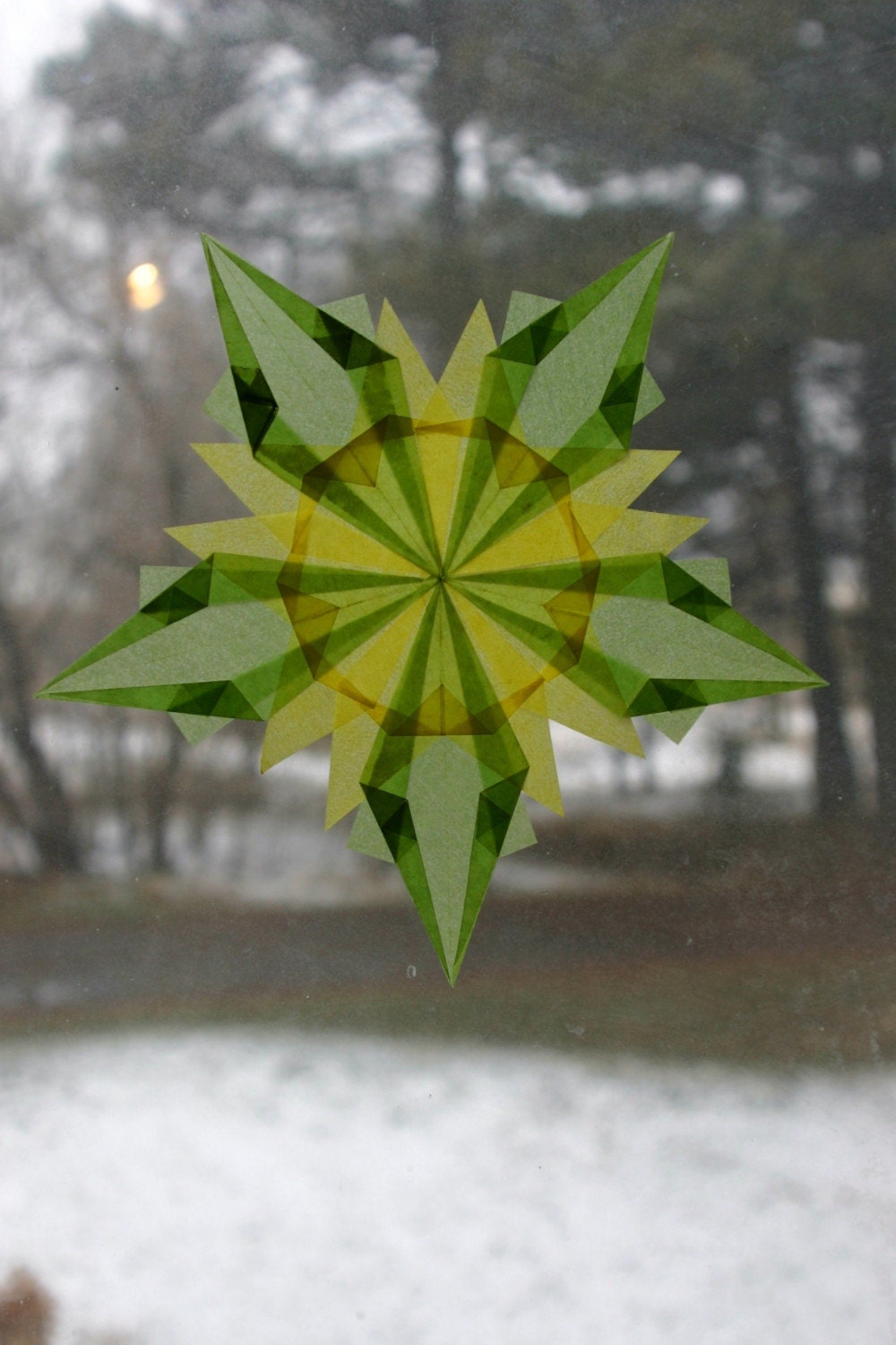 Lime Green and Pastel Yellow Waldorf Window Star
