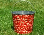 Drink Bucket Galvanized Metal Red Fardale Blossom