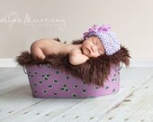 Baby Girl Photo Prop Galvanized Tub Large Oblong Lavender Daisy Dot