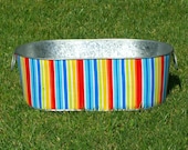 Infant Photo Prop Galvanized Tub Large Oblong Multi Primary Stripe