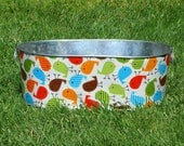 Metal Bin Bermuda Bird Large Oblong Galvanized Tub