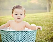 Baby Prop Large Round Galvanized Party Tub Slate Full Moon Polka Dots