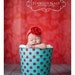 Newborn Baby Photo Prop Galvanized Bucket Aqua and Red Quarter Dot